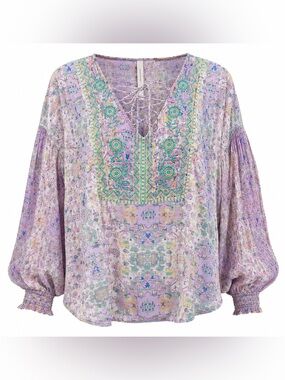 Anthropologie 1X Boho Embroidered Peasant Blouse